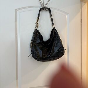 Coach Black Hobo Bag with Gold Accents